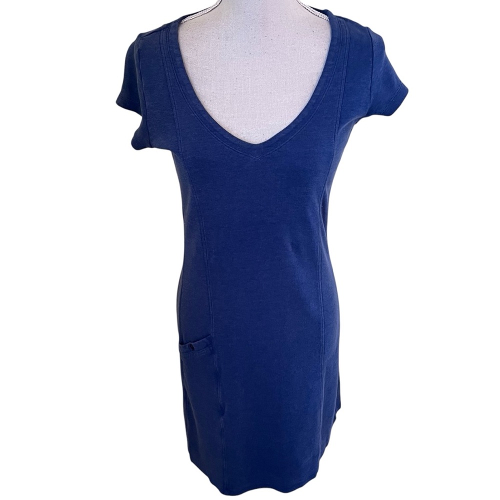 Horny Toad Blue Cap Sleeve V-neck Aline Knit Dress with Pocket S